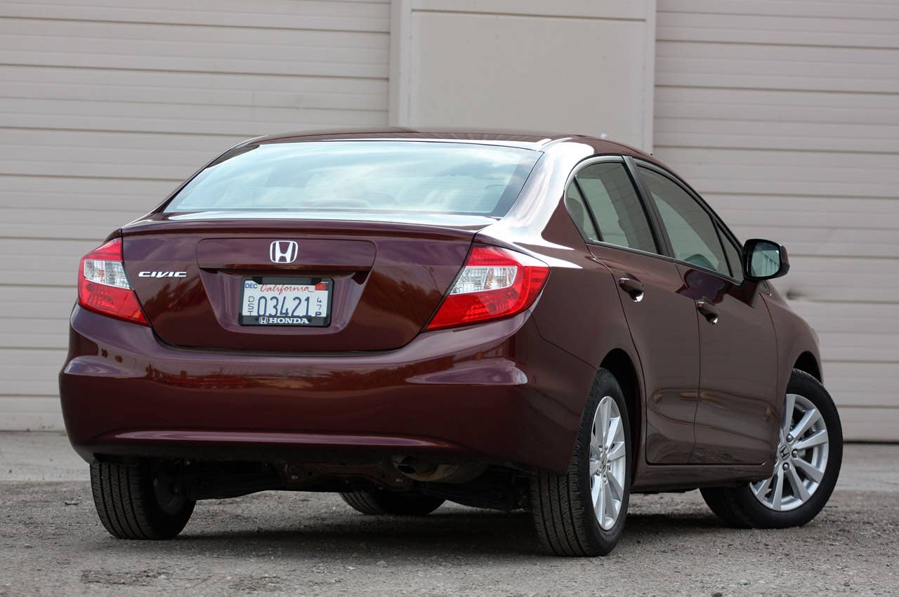 2012 Honda Civic EX Sedan rear 3/4 view