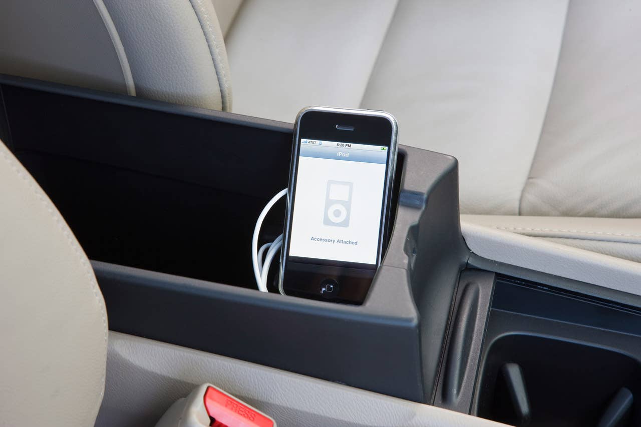 2010 Honda Civic EX-L Sedan with Navigation interior. USB Audio Interface show with connection to iPod.