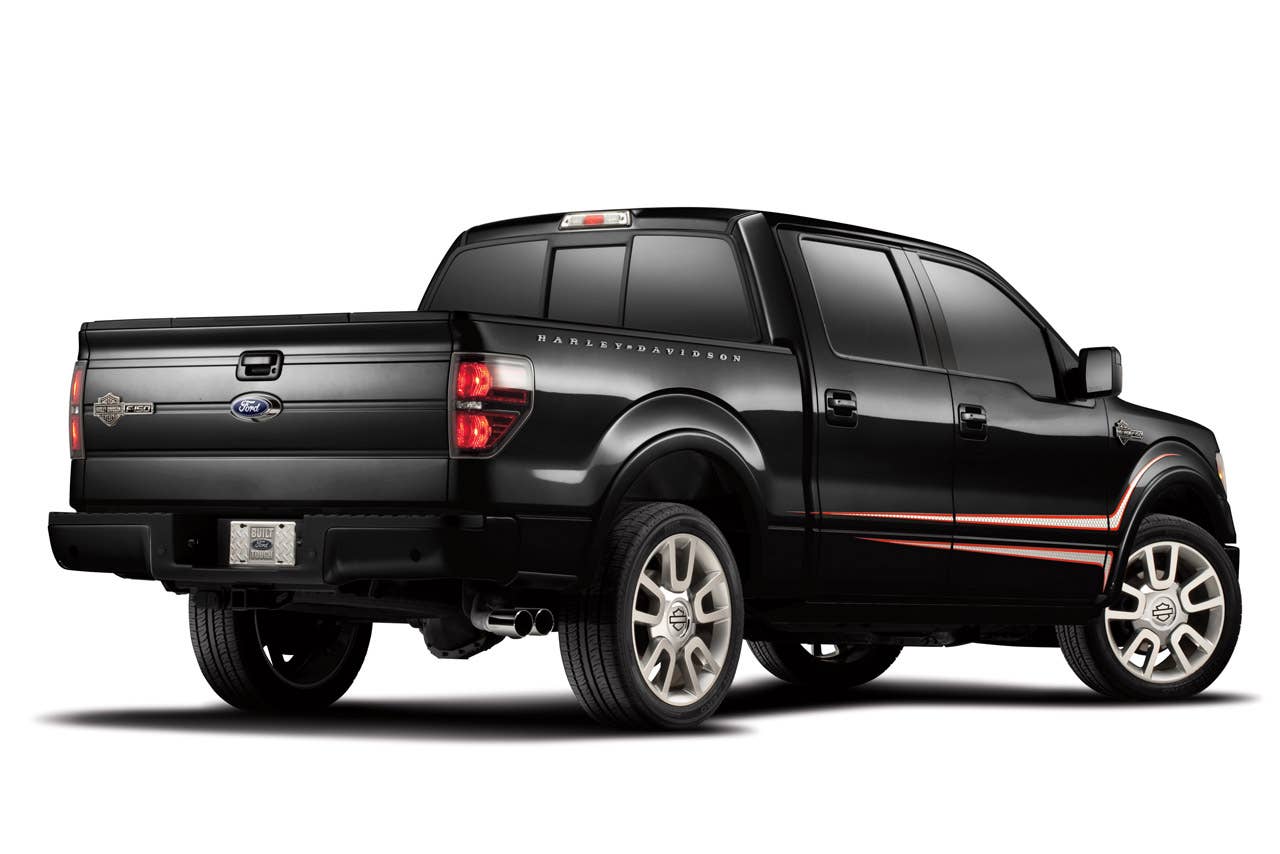 2011 Ford Harley-Davidson F-150: A new 6.2-liter V8 engine is now standard on the 2011 Ford Harley-Davidson F-150, making it the most powerful and capable Ford Harley-Davidson F-150 ever offered. The engine, which debuted earlier this year on the 2010 F-150 SVT Raptor, delivers 411 horsepower and 434 lb.-ft. of torque and maximum trailer tow capacity of 9,300 pounds.