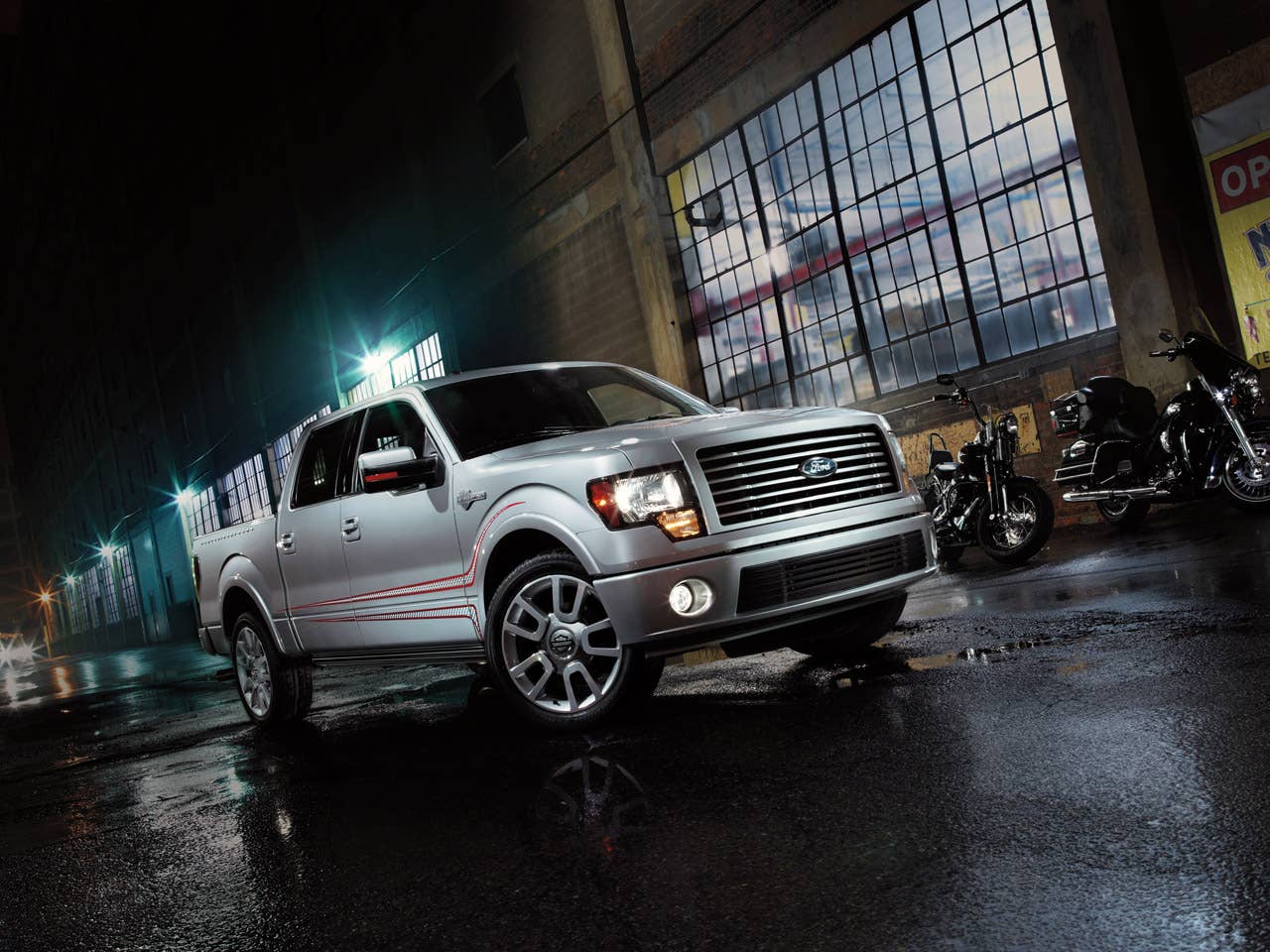 2011 Ford Harley-Davidson F-150: A new 6.2-liter V8 engine is now standard on the 2011 Ford Harley-Davidson F-150, making it the most powerful and capable Ford Harley-Davidson F-150 ever offered. The engine, which debuted earlier this year on the 2010 F-150 SVT Raptor, delivers 411 horsepower and 434 lb.-ft. of torque and maximum trailer tow capacity of 9,300 pounds.
