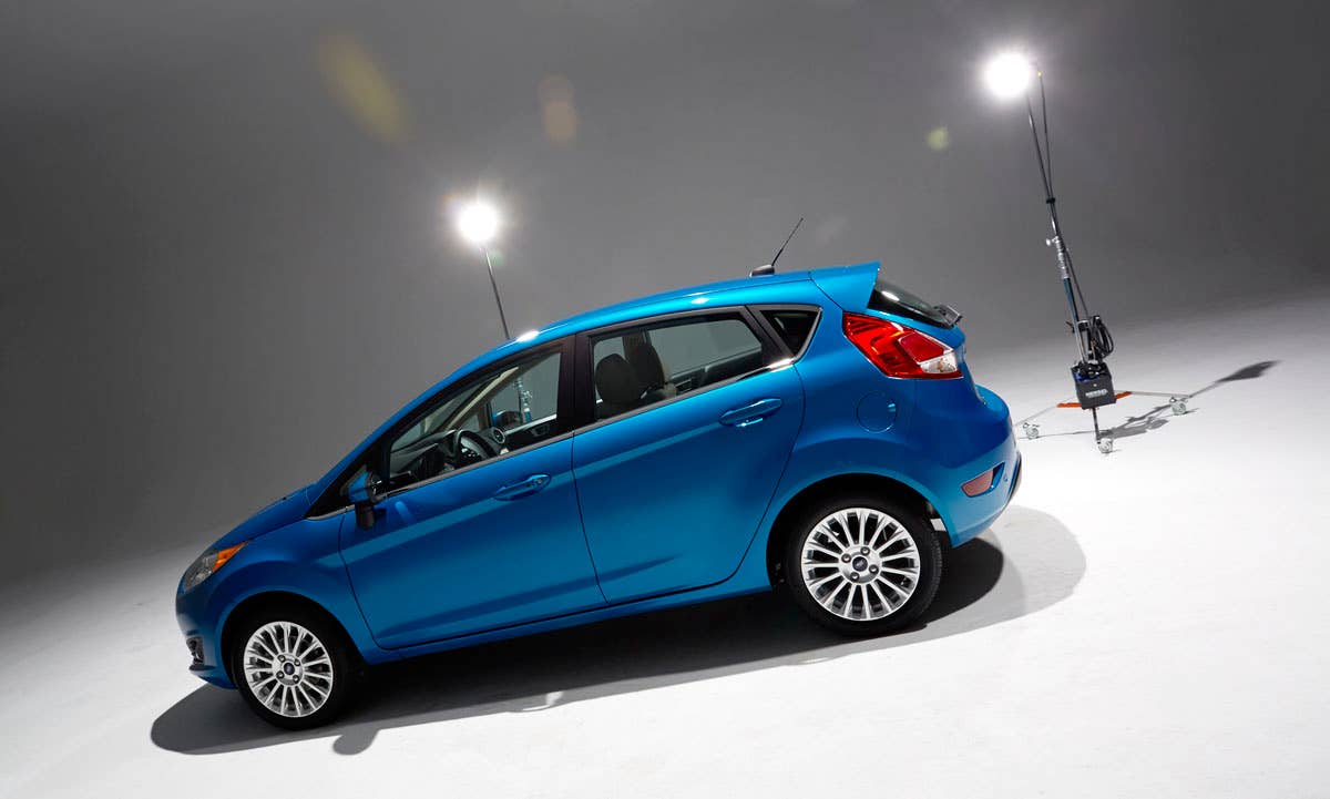 2014 Ford Fiesta 5dr: Offering more than 10 color choices, custom design exterior graphics, a mood-setting selection of ambient lighting and sexy new color options, Fiesta is built to excite the right-brain driver. (11/26/2012)