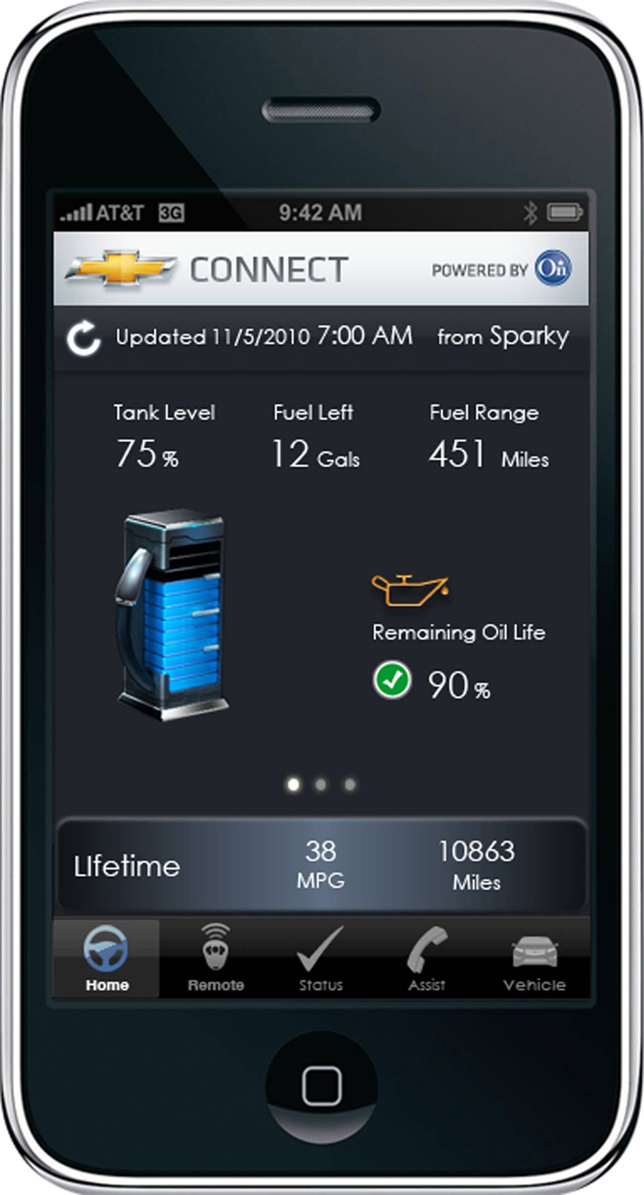 The OnStar mobile app technology will be functional for the majority of 2011 Chevrolet, Cadillac, Buick and GMC products, including the new Chevrolet Cruze. (low resolution image) X10CO_ON019L (07/22/2010)