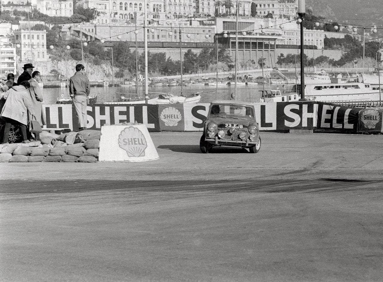 Paddy Hopkirk and Henry Liddon in the Mini Cooper at the Monte Carlo Rallye, 1964 (11/2006)