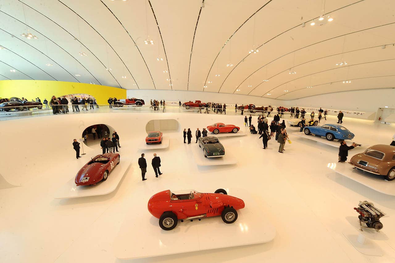MODENA, ITALY - MARCH 09: A general view of cars on display at the press preview at the Museo Casa Enzo Ferrari opening on  March 9, 2012 in Modena, Italy.  The opening will be on March 10, 2012. (Photo by Mario Carlini - Iguana Press/Getty Images)