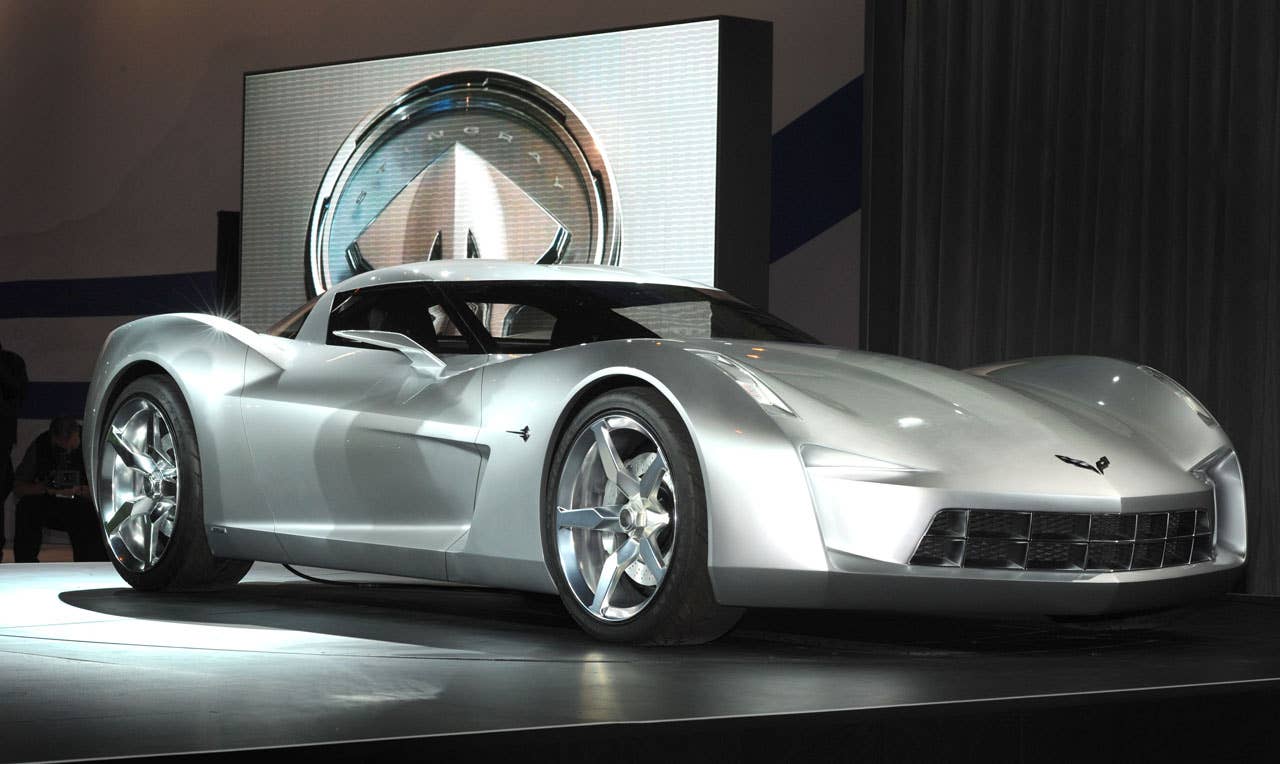 The Corvette vision concept is unveiled at the Chicago Auto Show in Chicago, IL Wednesday, February 11, 2009. The vehicle will debut as the character 'Sideswipe' in the upcoming DreamWorks Pictures and Paramount Pictures release, Transformers: Revenge of the Fallen. The vehicle was dreamed up by the Corvette designers at GM and is influenced by the original Stingray race car introduced in 1959. The movie will feature four new Chevrolet characters and open in the United States on June 26. (Photo by Steve Fecht for General Motors)