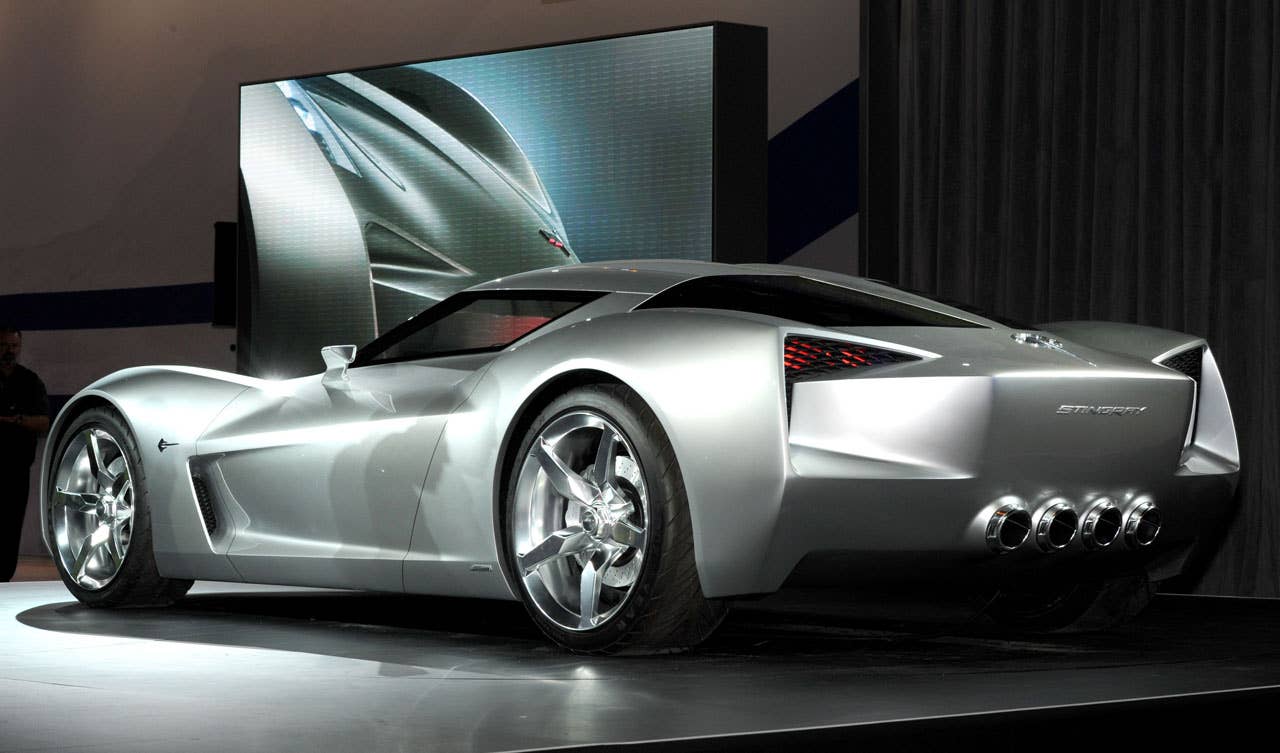 The Corvette vision concept is unveiled at the Chicago Auto Show in Chicago, IL Wednesday, February 11, 2009. The vehicle will debut as the character 'Sideswipe' in the upcoming DreamWorks Pictures and Paramount Pictures release, Transformers: Revenge of the Fallen. The vehicle was dreamed up by the Corvette designers at GM and is influenced by the original Stingray race car introduced in 1959. The movie will feature four new Chevrolet characters and open in the United States on June 26. (Photo by Steve Fecht for General Motors)