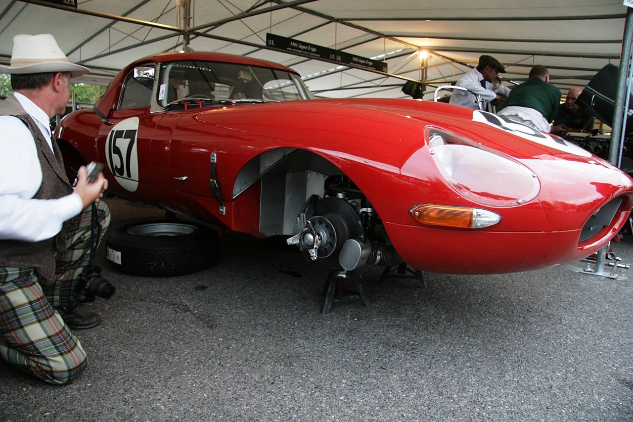 E-type Jaguar in the paddock