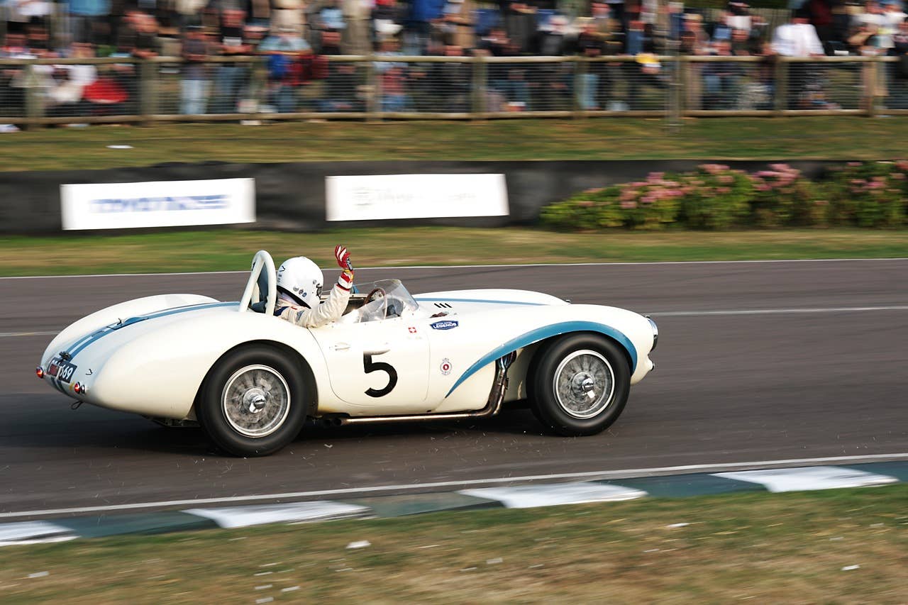 Urs Mller signalling to pit in his Aston DB3S