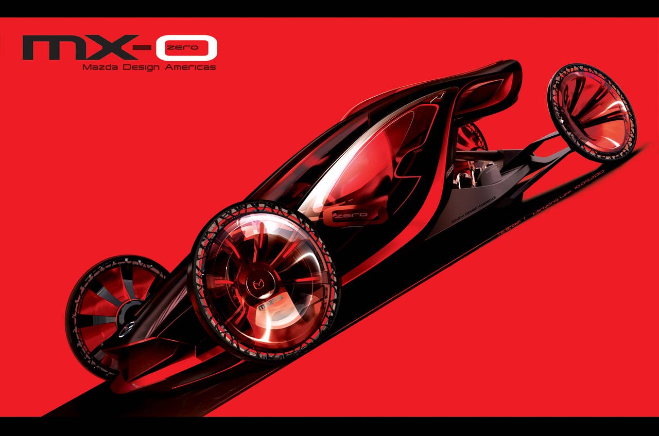 At the heart of the MX-0 is its purpose as a driving beast. Its ultra-light mass is pushed by high-torque electric motors. High power-to-weight is where a Mazda comes alive. Impossible acceleration and instant cornering is the result. Its more like flying than driving. Zero hindrance. Driving bliss.