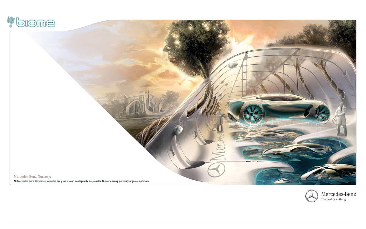 The Mercedes-Benz Biome is an ultralight vehicle that utilizes technologies from nature to achieve unparalleled efficiency and seamless integration into the ecosystem.