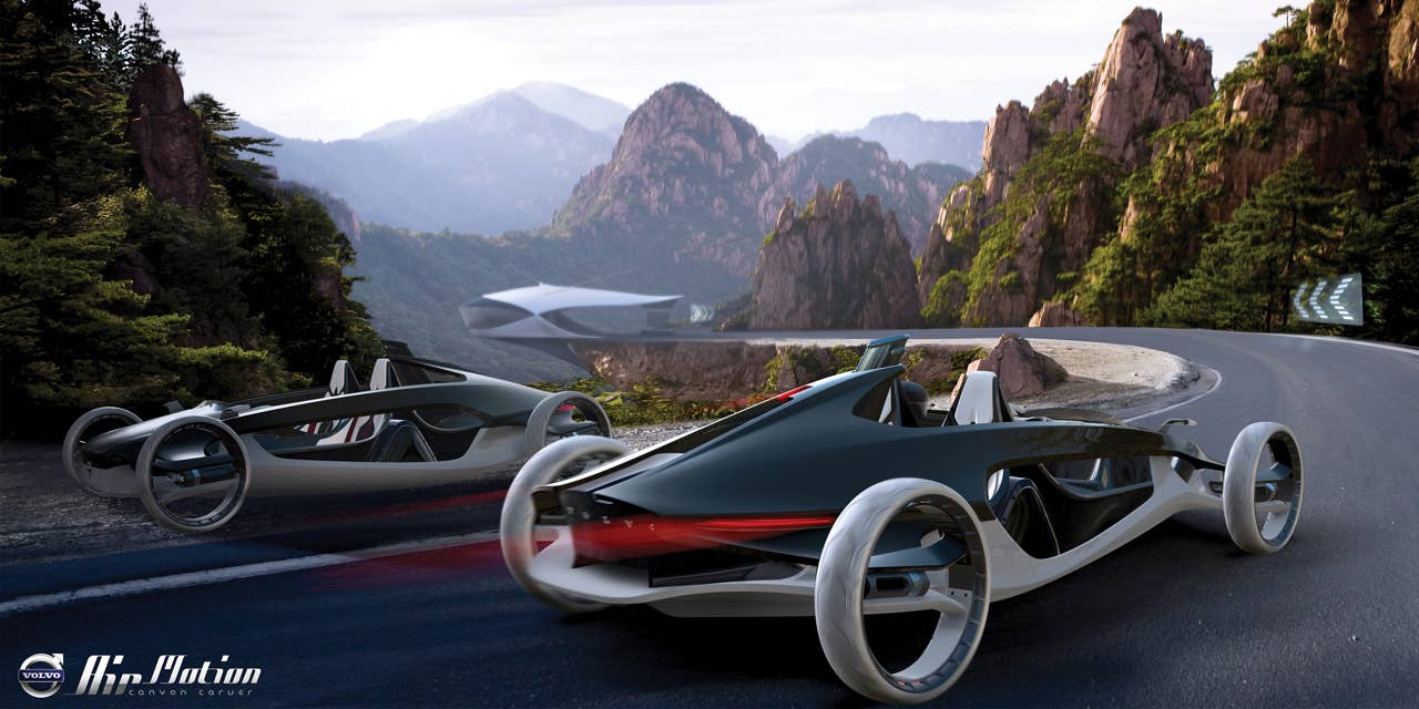 A vehicle lighter than a Formula 1 racing car... Experiencing the adrenaline rush of carving through the canyons with up to three friends Not using a drop of gasoline... Now just imagine if these dreams could be brought together in a single vehicle. Tipping the scales at under 1,000 lbs. the Volvo Air Motion Concept makes these dreams a reality and delivers this in a beautiful Scandinavian body. Designed like a clam shell and sculptured from ultra light carbon fiber.