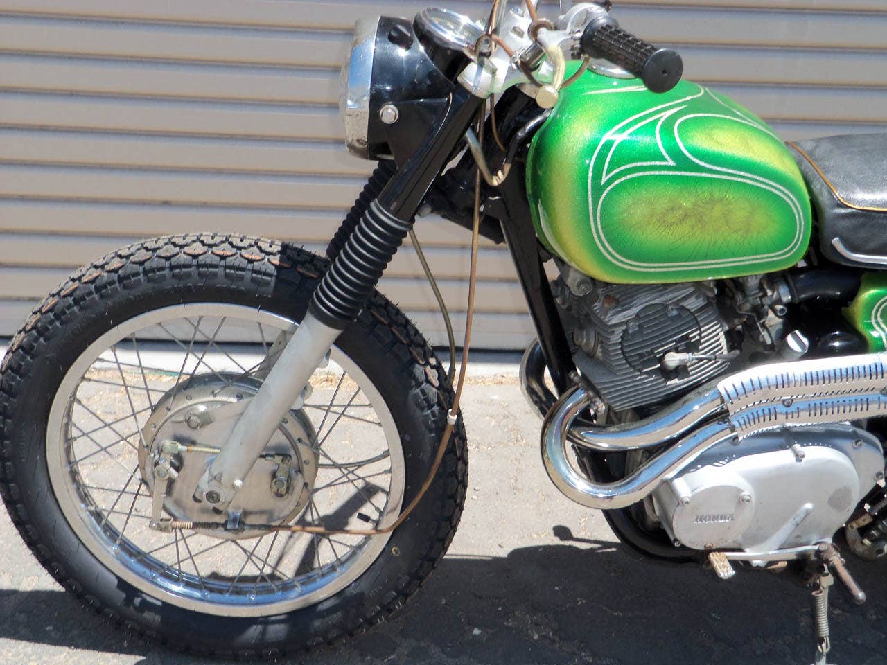 Jim Morrison's 1968 Honda 350 Scrambler left fork detail
