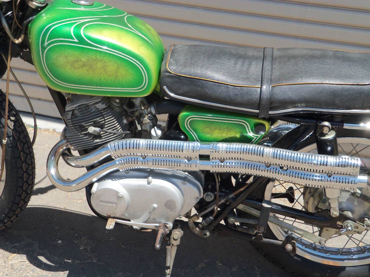 Jim Morrison's 1968 Honda 350 Scrambler pipe detail