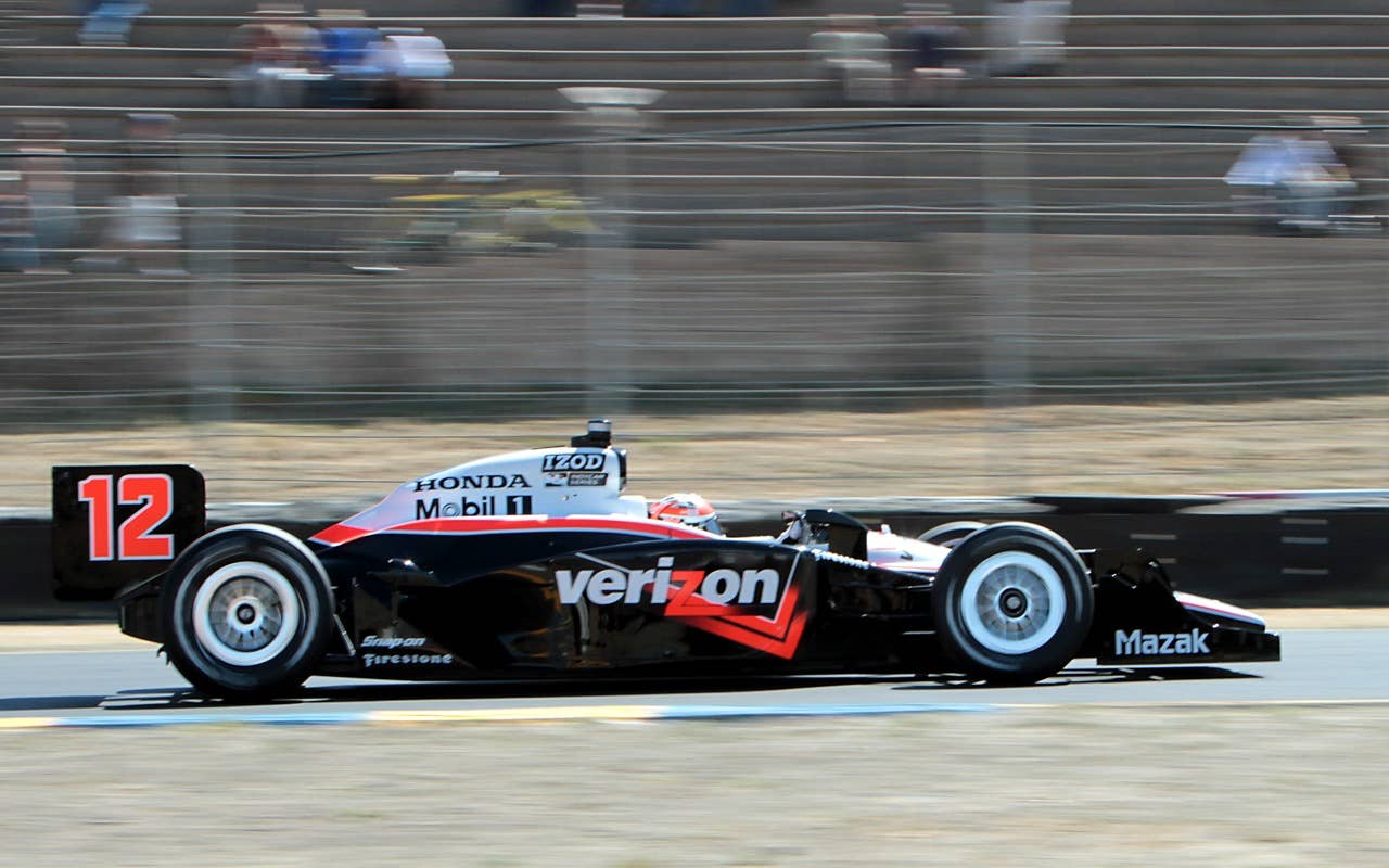 Izod Indy Car Series point leader Will Power, of Australia, speeds down a straight away on his way to winning the pole position for Sunday's Indy Grand Prix of Sonoma, at the Infineon Raceway in Sonoma, Calif. Saturday, Aug. 21, 2010.  Power finished with a time of 1:16:5282.(AP Photo/Rich Pedroncelli)