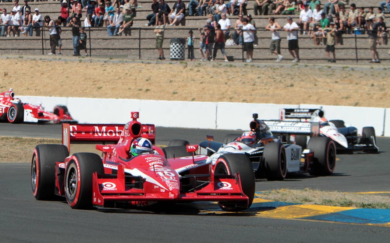 Indy car driver Dario Franchitti, of Scotland, takes a turn during the early laps of the  Indy Grand Prix of Sonoma, at the Infineon Raceway in Sonoma, Calif. Sunday, Aug. 22, 2010.(AP Photo/Rich Pedroncelli)Infineon Raceway in Sonoma, Calif. Sunday, Aug. 22, 2010.(AP Photo/Rich Pedroncelli)