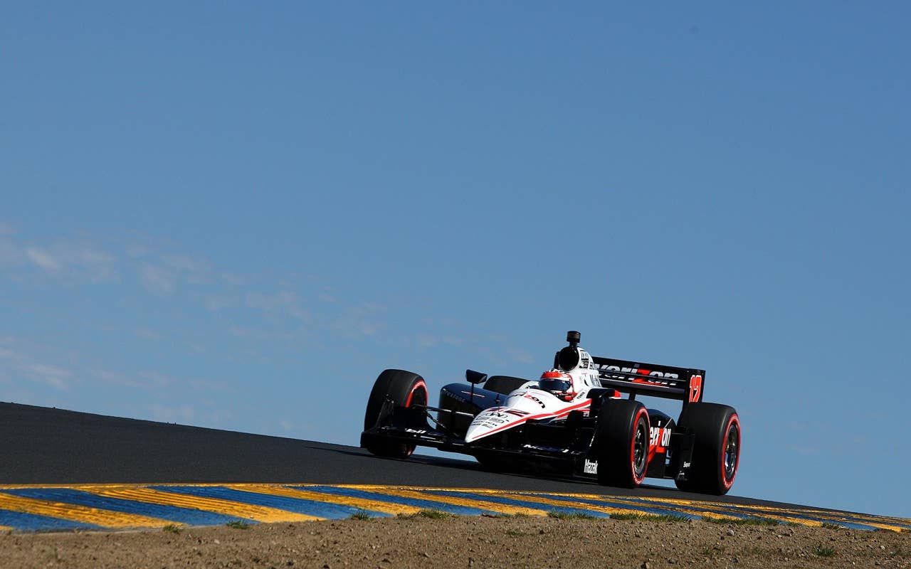 SONOMA, CA - AUGUST 21:  Will Power of Australia, driver of the #12 Verizon Team Penske Dallara Honda, on track during qualifying for the IZOD IndyCar Series Grand Prix of Sonoma at Infineon Raceway on August 21, 2010 in Sonoma, California. Power was fastest in qualification and will have the pole position for the race. (Photo by Donald Miralle/Getty Images) *** Local Caption *** Will Power