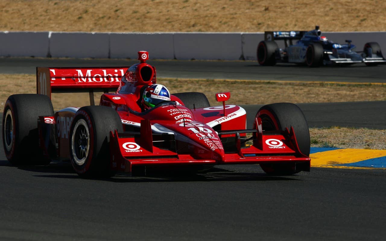 SONOMA, CA - AUGUST 22:  Dario Franchitti of Scotland, driver of the #10 Target Chip Ganassi Dallara Honda, on track during practice for the IZOD IndyCar Series Grand Prix of Sonoma at Infineon Raceway on August 22, 2010 in Sonoma, California. (Photo by Donald Miralle/Getty Images) *** Local Caption *** Dario Franchitti