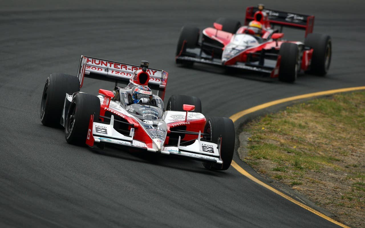 SONOMA, CA - AUGUST 21:  Ryan Hunter-Reay, driver of the #37 Team IZOV Andretti Autosport Dallara Honda, on track during practice for the IZOD IndyCar Series Grand Prix of Sonoma at Infineon Raceway on August 21, 2010 in Sonoma, California. (Photo by Donald Miralle/Getty Images) *** Local Caption *** Ryan Hunter-Reay