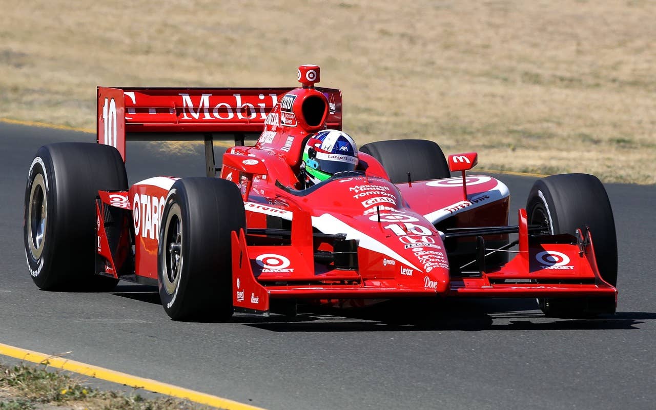SONOMA, CA - AUGUST 21:  Dario Franchitti of Scotland, driver of the #10 Target Chip Ganassi Dallara Honda drives during qualifying for the IZOD IndyCar Series Grand Prix of Sonoma at Infineon Raceway on August 21, 2010 in Sonoma, California.  (Photo by Christian Petersen/Getty Images)