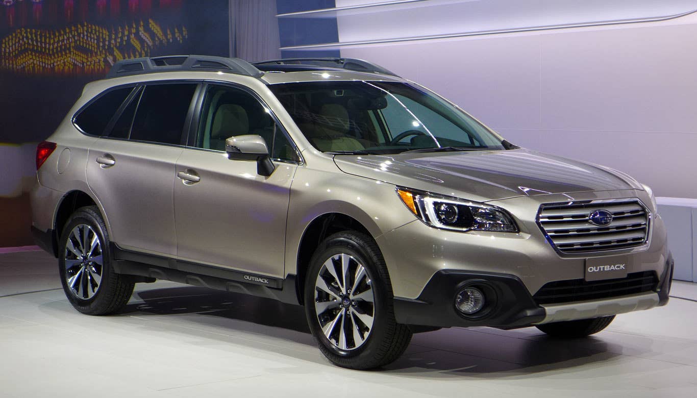 The Outback has been completely redesigned for 2015. It now comes with a new front fascia, which includes a hexagonal grille, a new lower-grille shape, new fog light cladding and a sharp crease for a shoulder line. The rocker-panel cladding and its 'toothed' molding remain, but it now also doubles as a step for when you want to place items on the roof rack.  Subaru also says updates to the entire 2015 Outback make it roomier, more powerful, more efficient and quieter. The vehicle is bigger in almost every dimension, it includes more sound dampening material and, with the four-cylinder engine, is capable of getting 33 mpg on the highway.  We're fans of this modern new look and are happy to see that Subaru has made some needed interior updates, as well.  Read More Subaru Outback Information Subaru Outback Photos