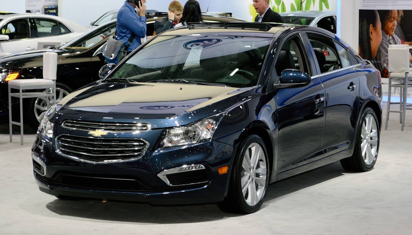 Talk about a botched nose job. Chevrolet was looking to bring the Cruze's looks more in line with the rest of the brand, slapping the Malibu's grille onto this smaller sedan and calling it a day. It looks, well, off. The grille is much too big and clashes horribly with the headlights, giving the front end a very awkward feel. We don't see what was wrong with the old one.  Other updates to the Cruze are mostly on the inside, including a wealth of new technology features such as the ability to act as a 4G Wi-Fi hotspot, Siri Eyes Free for iPhone iOS 6 and iOS 7 users and, soon, access to the new Chevrolet AppShop.  Read More Chevrolet Cruze Information Chevrolet Cruze Photos