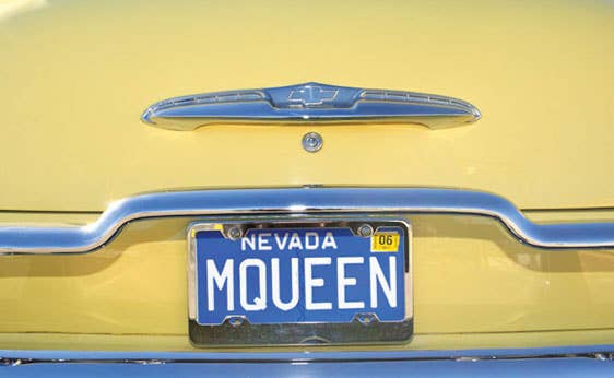 Steve McQueen's 1951 Chevrolet Styleline Deluxe Convertible license plate