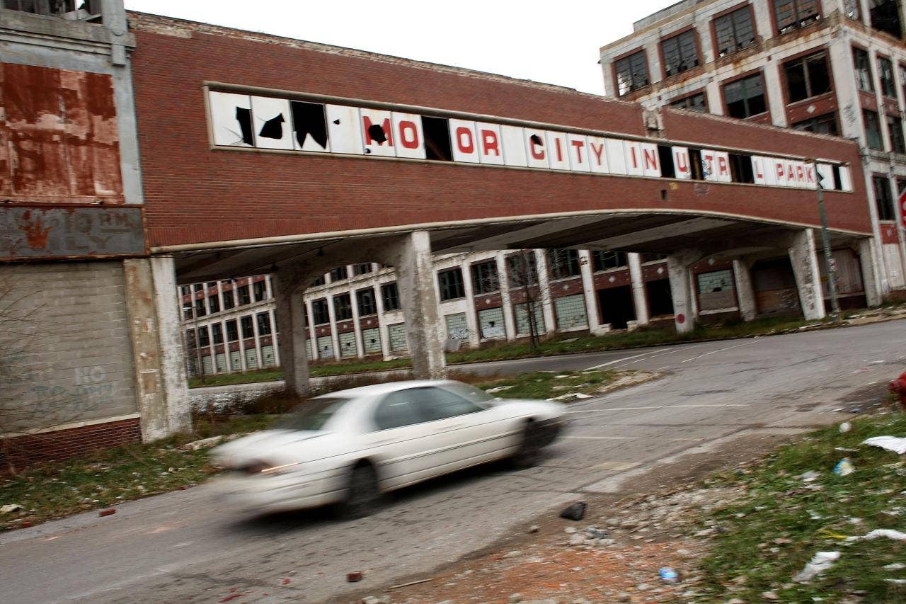 DETROIT - NOVEMBER 19: The remains of the Packard Motor Car Company which ceased production in the late 1950`s. The Big Three U.S. automakers, General Motors, Ford and Chrysler, are appearing this week in Washington to ask for federal funds to curb to decline of the American auto industry. Detroit, home to the big three, would be hardest hit if the government lets the auto makers fall into bankruptcy.  (Photo by Spencer Platt/Getty Images)