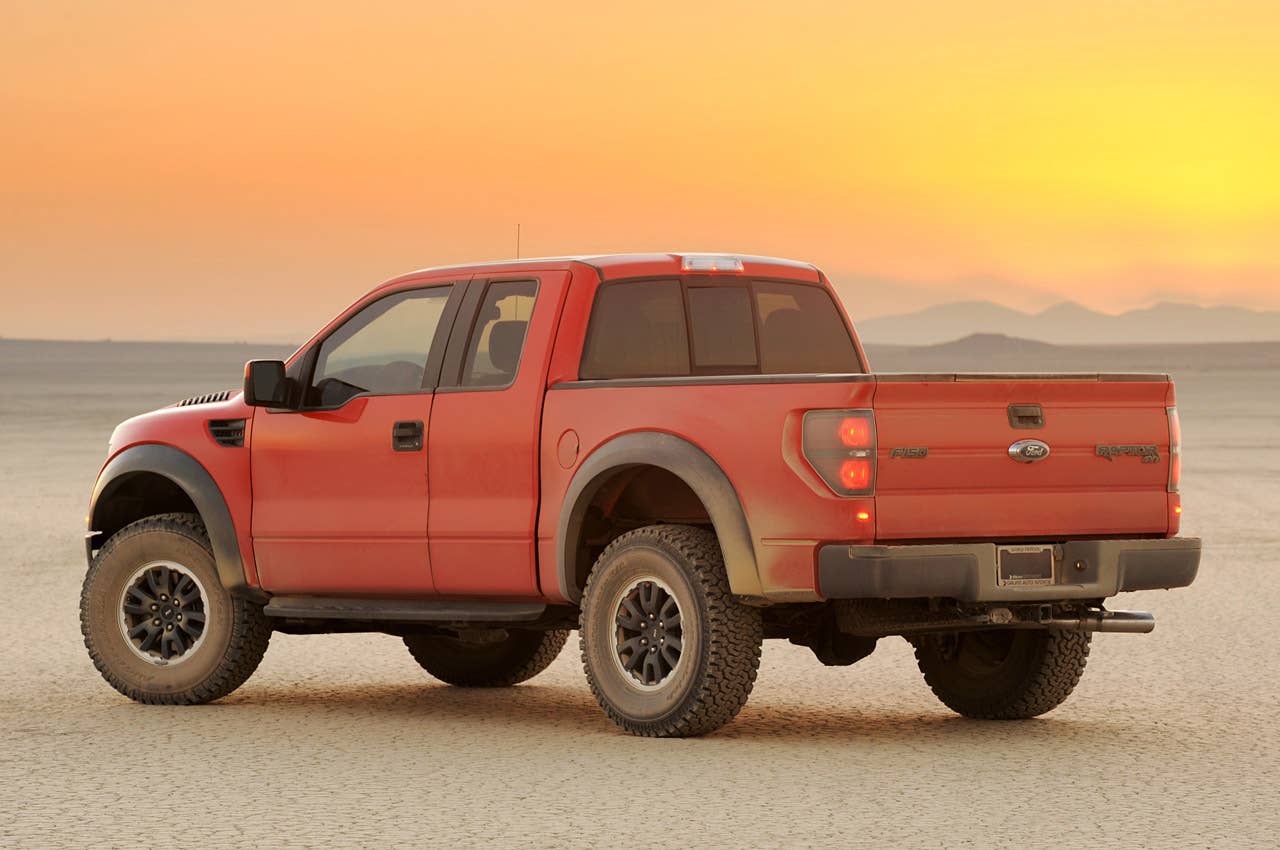2010 Ford F-150 SVT Raptor 6.2 rear 3/4 view