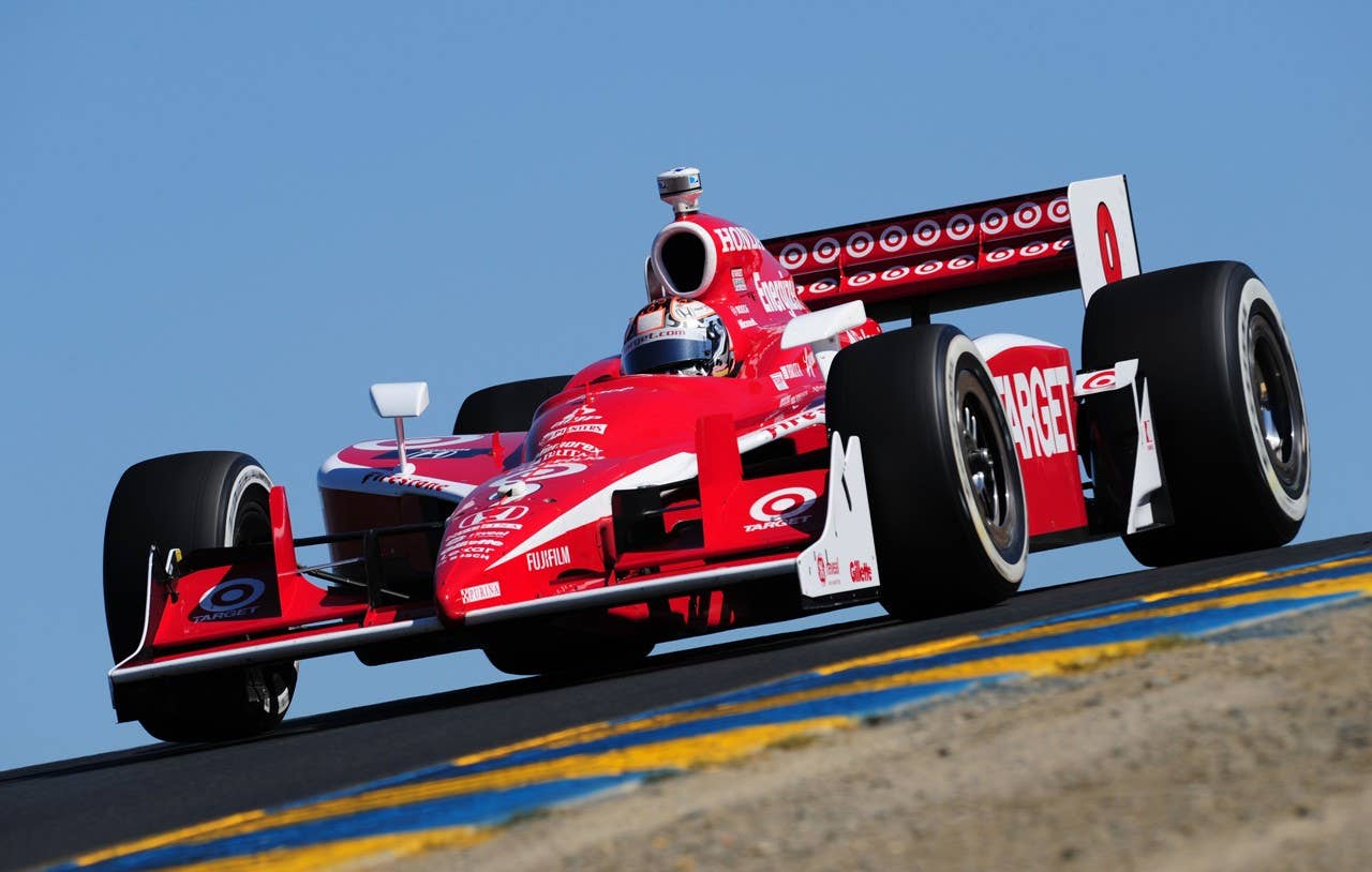 SONOMA, CA - AUGUST 24: Scott Dixon drives the #9 Target Chip Ganassi Racing Dallara Honda during the IndyCar Series PEAK Antifreeze & Motor Oil Indy Grand Prix of Sonoma County at the Infineon Raceway on August 24, 2008 in Sonoma, California. (Photo by Robert Laberge/Getty Images)