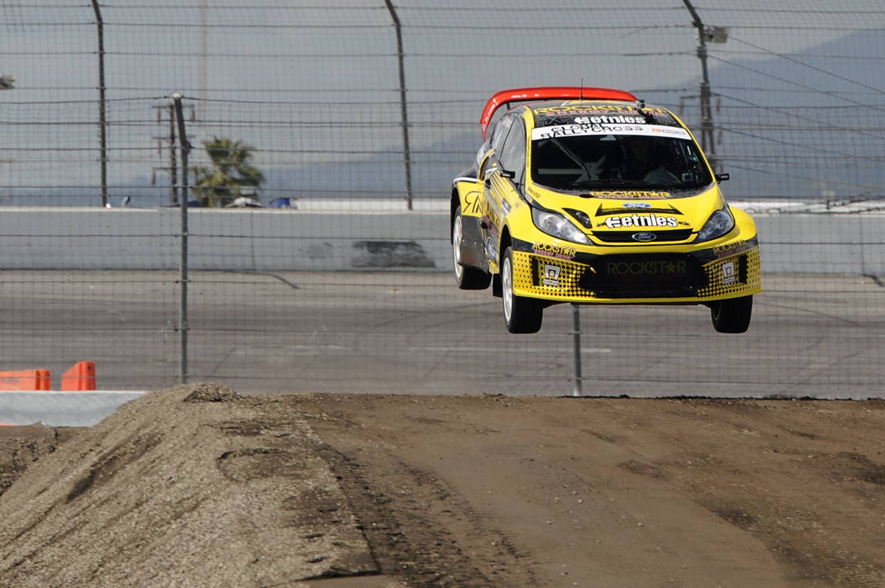 Ford Fiesta RallyCross at the 2011 Global RallyCross Championship at Irwindale Speedway   Article:Global RallyCross Championship starts with a bang  Copyright 2011Drew Phillips / AOL
