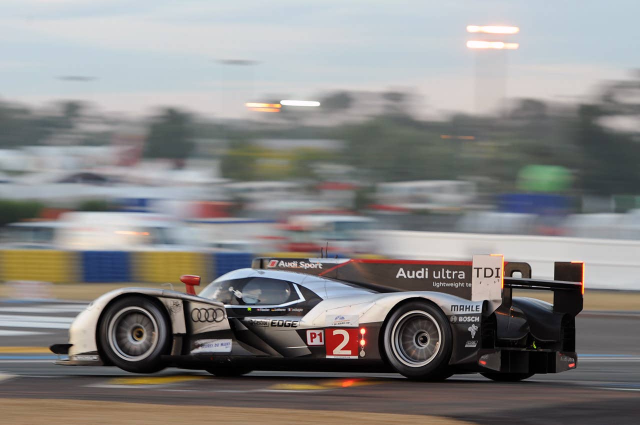 Audi R18 TDI at the 2011 24 Hours of Le Mans Article:Dramatic 2011 24 Hours of Le Mans is in the books Copyright 2011Drew Phillips / AOL