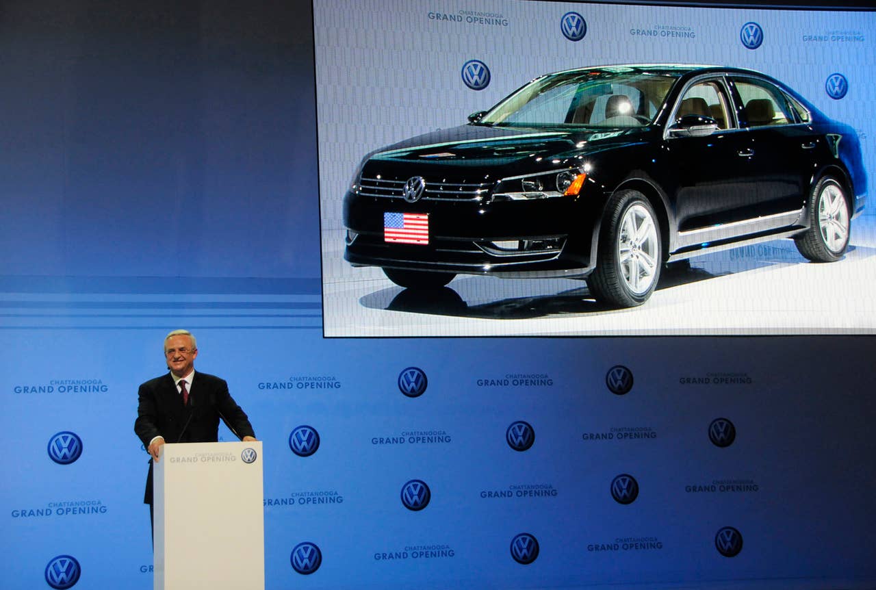 Martin Winterkorn, Chairman of the Board of Management of Volkswagen AG, speaks as Volkswagen hosted a grand opening of its new plant and to launch its all-new Passat in Chattanooga, Tenn. on Tuesday, May 24, 2011. Volkswagen is jumping into the U.S. auto market with a new Passat that is bigger, cheaper and built domestically in hopes of breaking into the competitive midsize sedan market. (AP Photo/Billy Weeks)