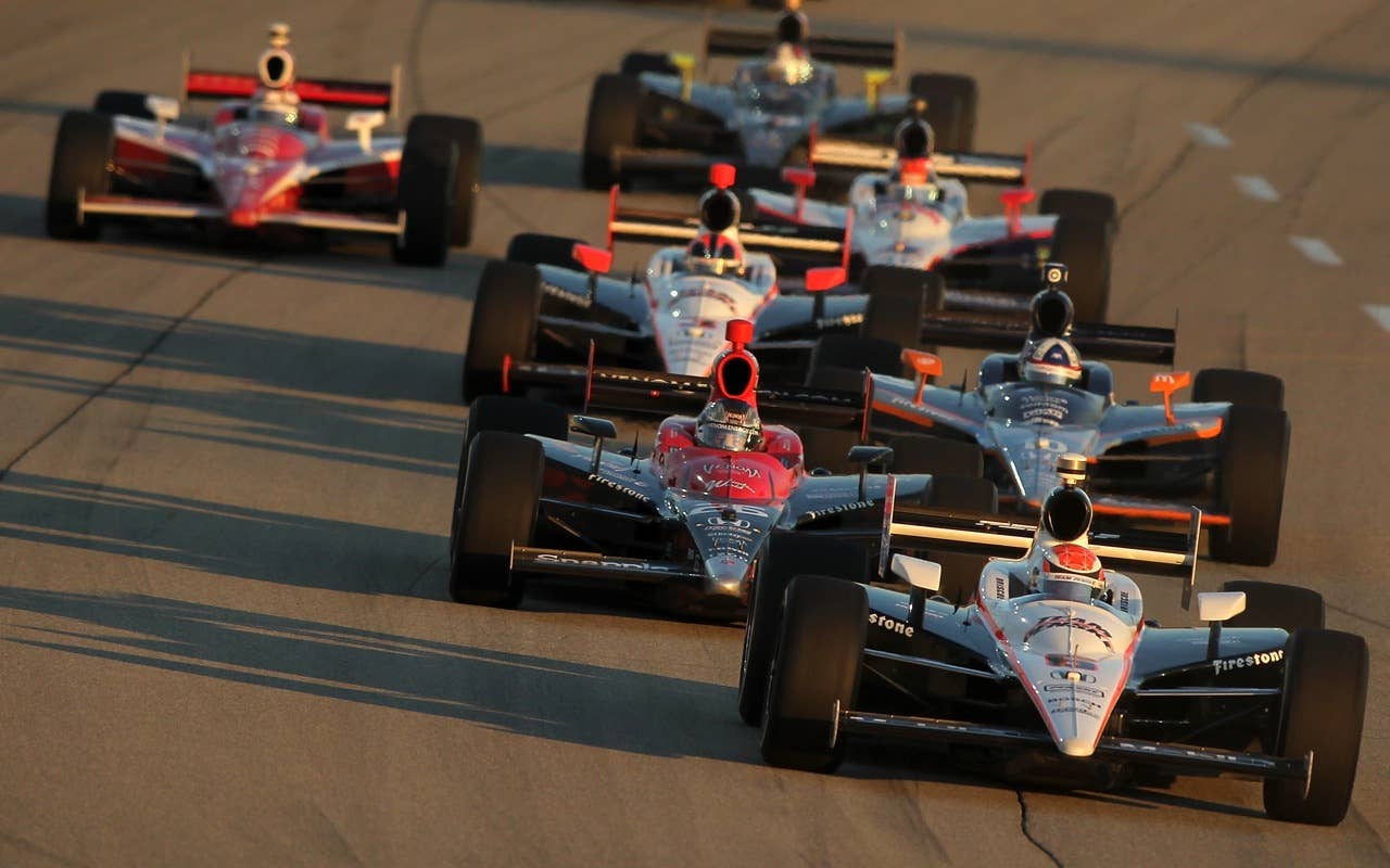 JOLIET, IL - AUGUST 28:  Ryan Briscoe of Australia leads the field in the #6 Team Penske Dallara Honda during the Indy Car Series PEAK Antifreeze and Motor Oil Indy 300 on August 28, 2010 at Chicagoland Speedway in Joliet, Illinois.  (Photo by Jonathan Ferrey/Getty Images) *** Local Caption *** Ryan Briscoe