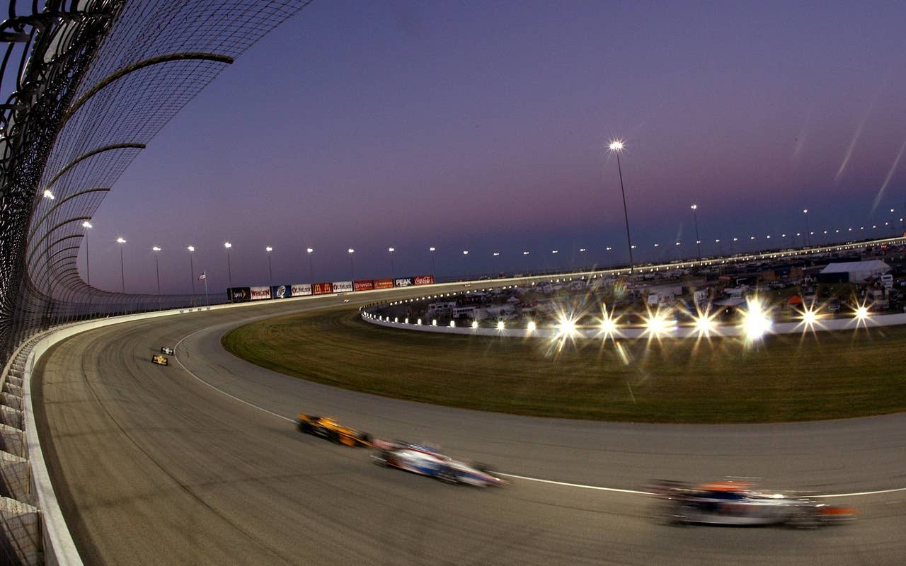 JOLIET, IL - AUGUST 28:  A general view of racing during  the Indy Car Series PEAK Antifreeze and Motor Oil Indy 300 on August 28, 2010 at Chicagoland Speedway in Joliet, Illinois.  (Photo by Jonathan Ferrey/Getty Images)
