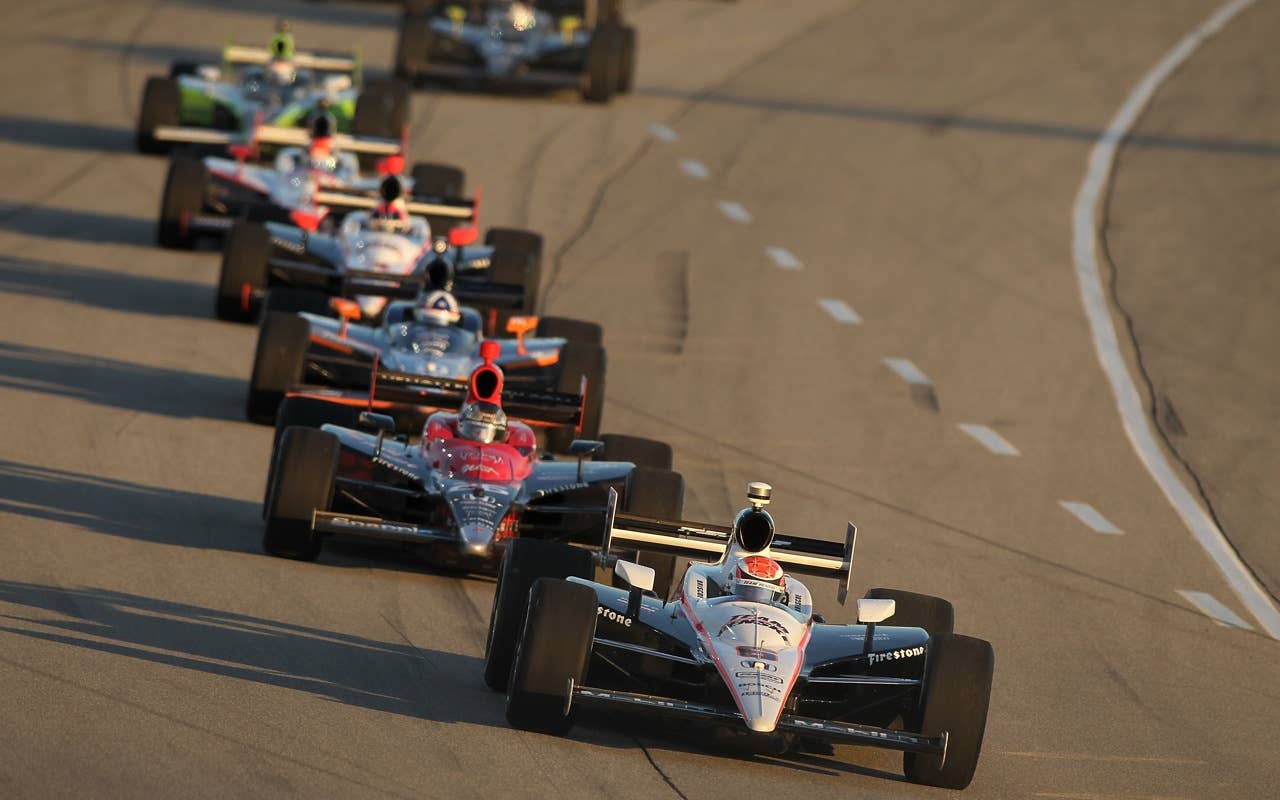 JOLIET, IL - AUGUST 28:  Ryan Briscoe of Australia leads the field in the #6 Team Penske Dallara Honda during the Indy Car Series PEAK Antifreeze and Motor Oil Indy 300 on August 28, 2010 at Chicagoland Speedway in Joliet, Illinois.  (Photo by Jonathan Ferrey/Getty Images) *** Local Caption *** Ryan Briscoe