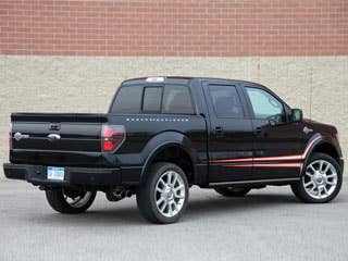 For 2011, Ford's brand-borrowing super truck now boasts more power, new looks and an even fancier (for better or worse) cabin. We took the reins of a fully loaded Harley-Davidson-branded F-150 to see if this pricey pickup has the right mix of luxury and performance to bring back the low impact luxury truck owner.  The first time we locked eyes with the Harley edition F-150, we were shocked by its un-truck-like bling factor. A sparkly black paint job, loads of highly reflective decals and a set of gorgeous 22-inch wheels mated to P275/45V R22 BSW performance rubber tends to do that. And if those attributes don't grab your attention, Ford adds a unique grille made of six horizontal chrome bars and enough Harley-Davidson badging to inform drivers in other counties what kind of truck you're driving.  Research the Ford F-150 Harley-Davison  Ford F-150 Harley-Davison Photos & Information  Ford F-150 Harley-Davison Best Deals  Ford F-150 Harley-Davison Local Dealer Price Quote