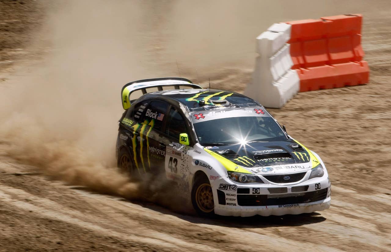 CARSON, CA - AUGUST 02: Ken Block competes in the Rally Car Racing Super Special Semi Final during X Games 15 at the Home Depot Center on August 2, 2009 in Carson, California. (Photo by Jeff Gross/Getty Images)