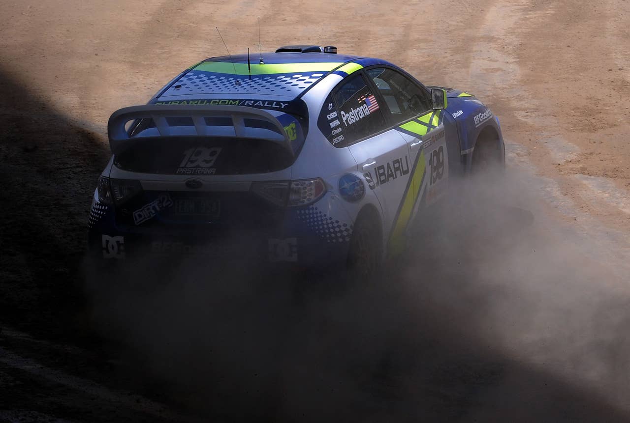 CARSON, CA - AUGUST 02: Travis Pastrana drives to a silver medal in the Rally Car Racing Super Special Final during X Games 15 at the Home Depot Center on August 2, 2009 in Carson, California. (Photo by Harry How/Getty Images)