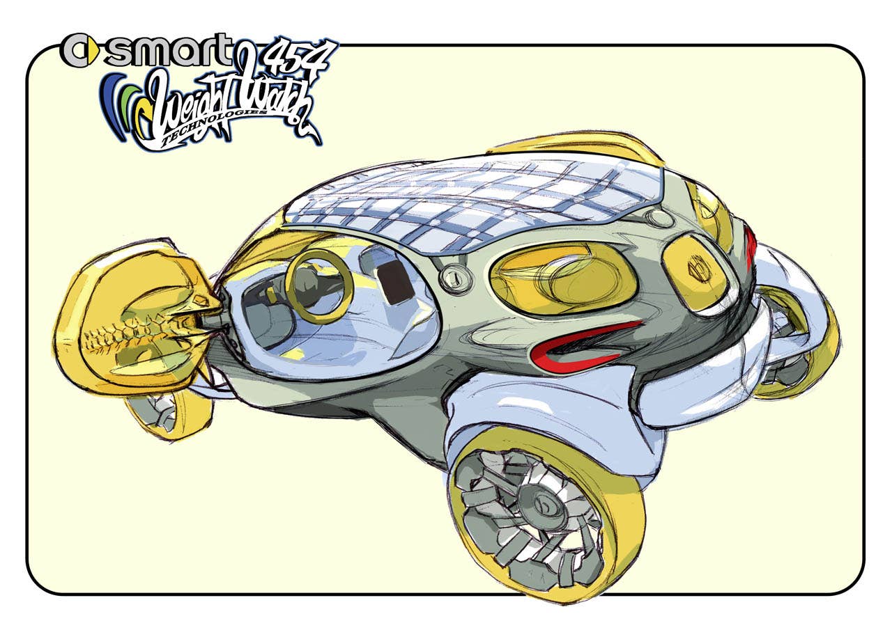 Der visionre Kleinwagen smart 454, entwickelt von den Designern des Mercedes-Benz Advanced Design Studios in Sindelfingen fr die Los Angeles Design Challenge. The visionary small car smart 454, developed by the designers of the Mercedes-Benz Advanced Design Studio in Sindelfingen for the Los Angeles Design Challenge