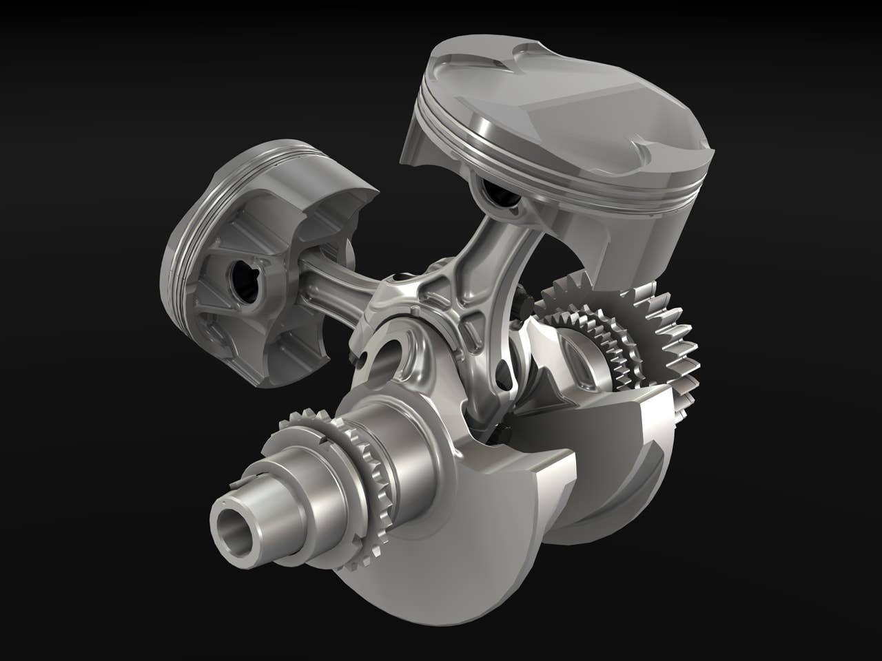 Ducati Superquadro Engine cylinders and crank