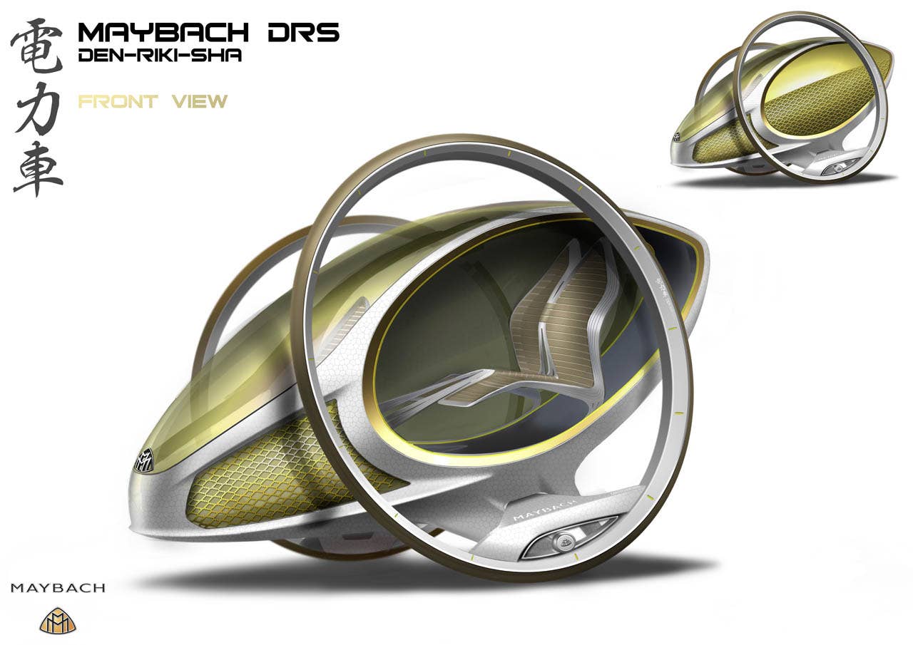 Die Maybach DRS  Den-Riki-Sha, eine elektrisch angetriebene Luxus-Rikscha fr die urbane Mobilitt von morgen, entwickelt von den Designern des Mercedes-Benz Avanced Design Studios in Tokio. The Maybach DRS  "Den-Riki-Sha", an electric powered luxury rickshaw for the urban mobility of tomorrow, developed by the designers of the Mercedes-Benz Advanced Design Studio in Tokyo