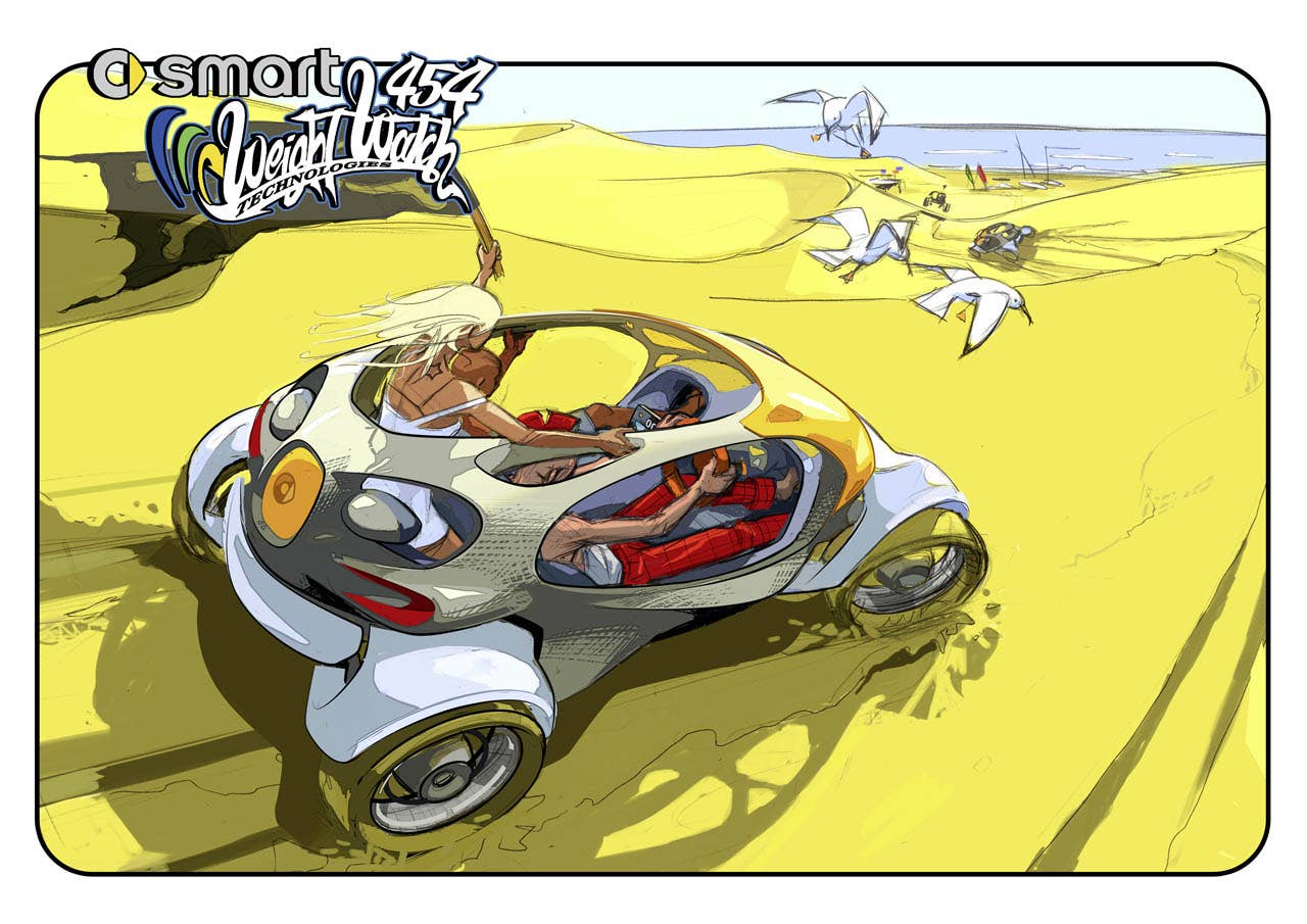 Der visionre Kleinwagen smart 454, entwickelt von den Designern des Mercedes-Benz Advanced Design Studios in Sindelfingen fr die Los Angeles Design Challenge. The visionary small car smart 454, developed by the designers of the Mercedes-Benz Advanced Design Studio in Sindelfingen for the Los Angeles Design Challenge