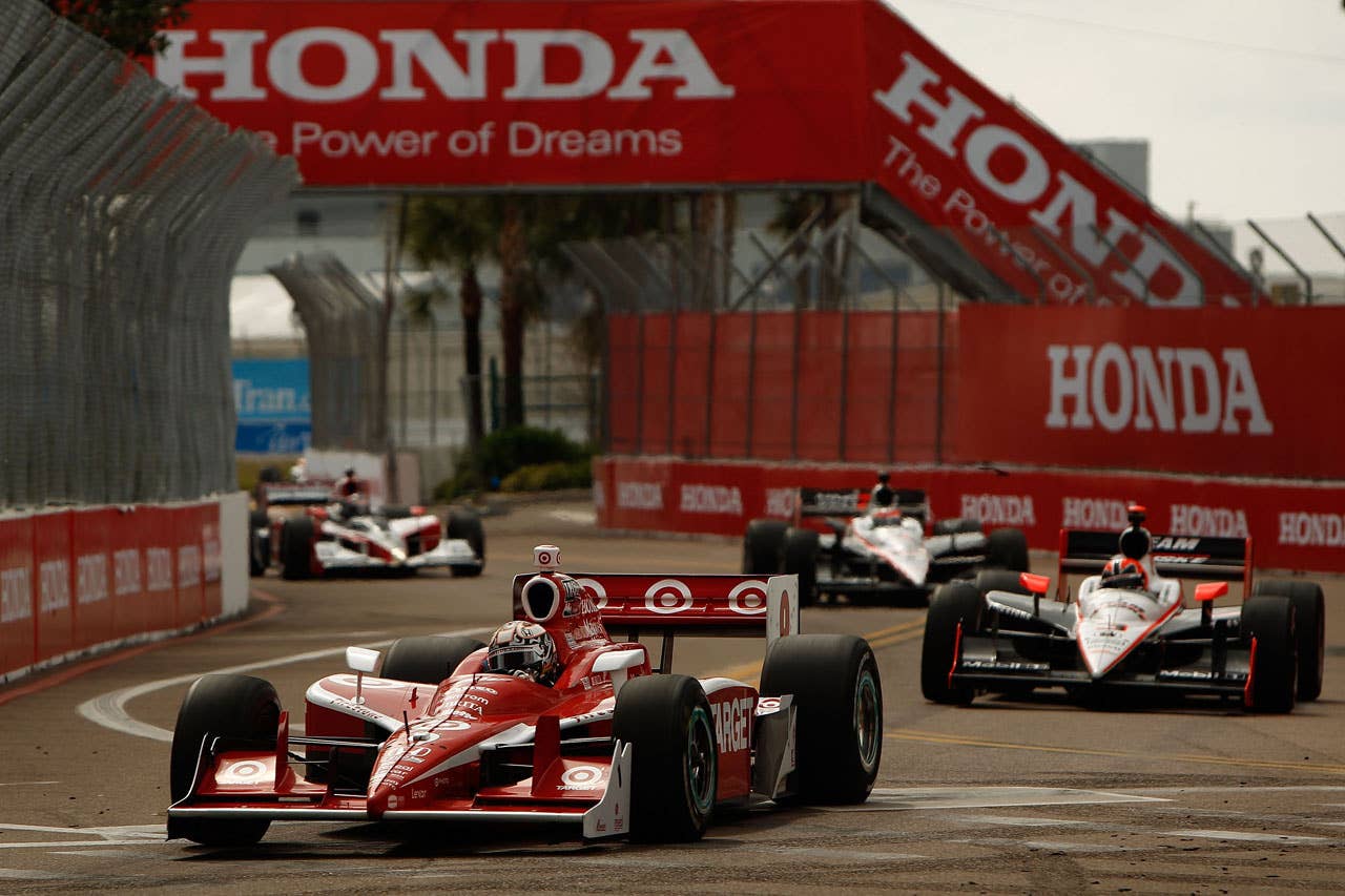 ST PETERSBURG, FL - MARCH 29:  Scott Dixon of New Zealand, driver of the #9 Target Chip Ganassi Dallara Honda drives during the IndyCar Series Honda Grand Prix of St.Petersburg on March 29, 2010 on the streets of St. Petersburg, Florida.  (Photo by Chris Graythen/Getty Images) *** Local Caption *** Scott Dixon