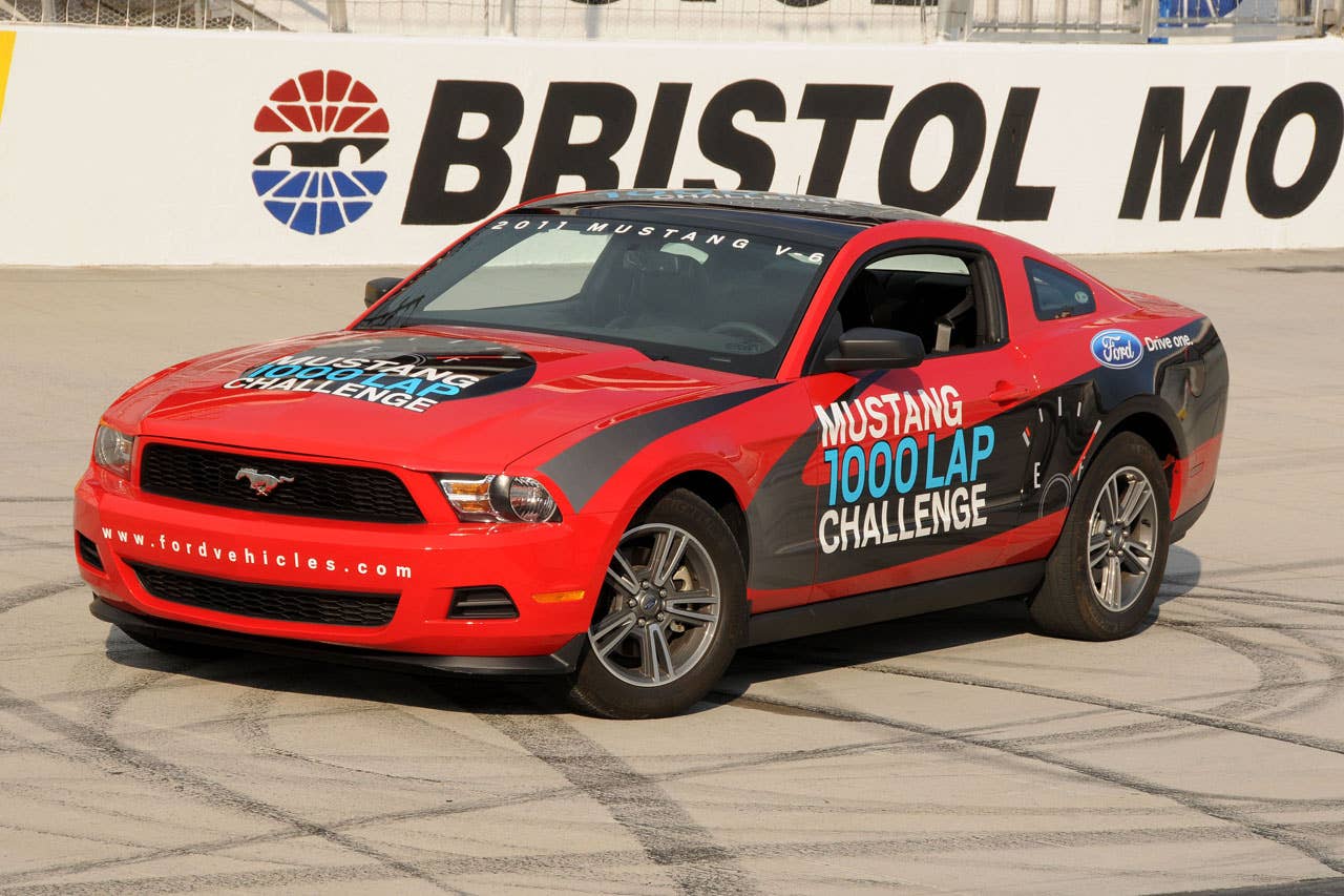 06/23/10 Bristol, Tn.  The stock 2011 Ford Mustang V6 prior to the Mustang 1000 Lap Challenge at Bristol Motor Speedway.  2010, Paul Webb