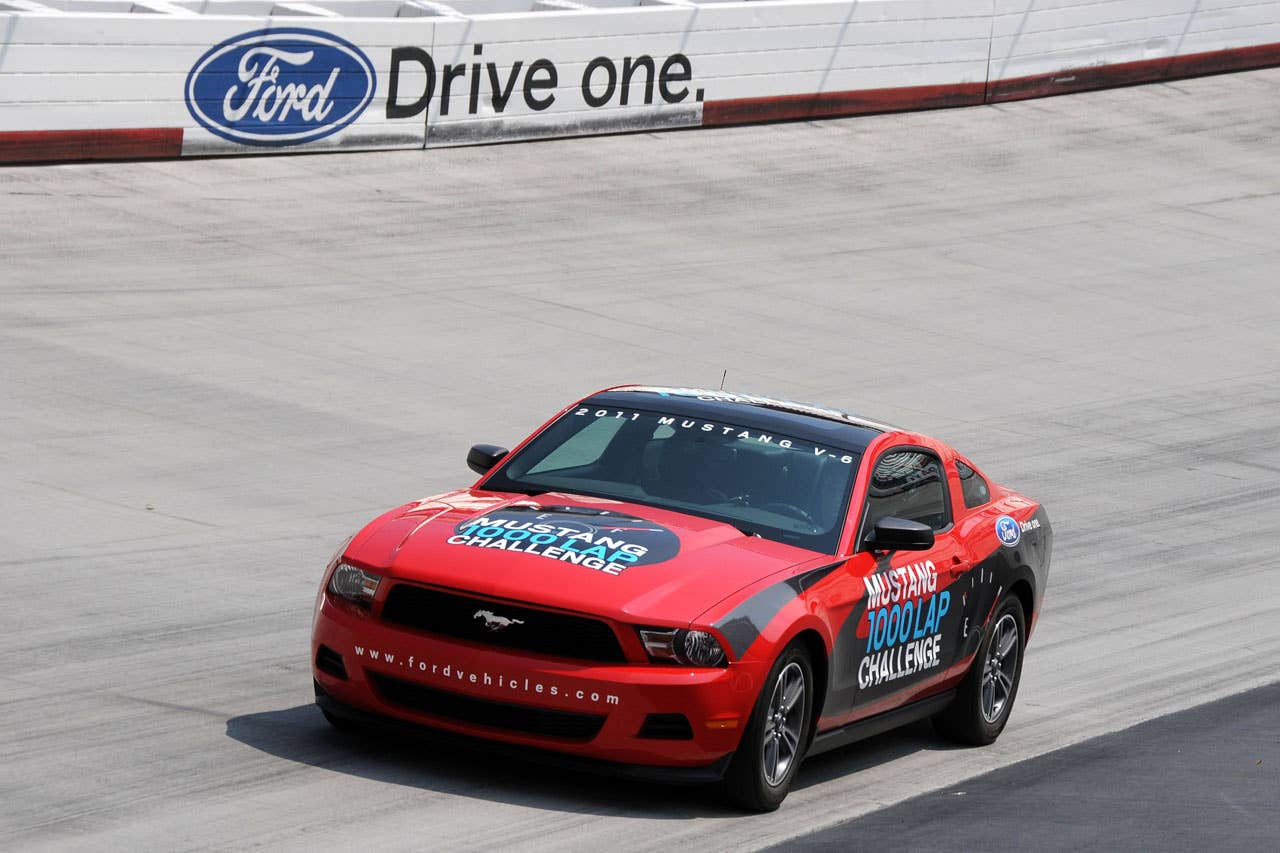 06/23/10 Bristol, Tn.  The stock 2011 Ford Mustang V6 turning laps during the Ford Mustang 1000 Lap Challenge.  2010, Paul Webb