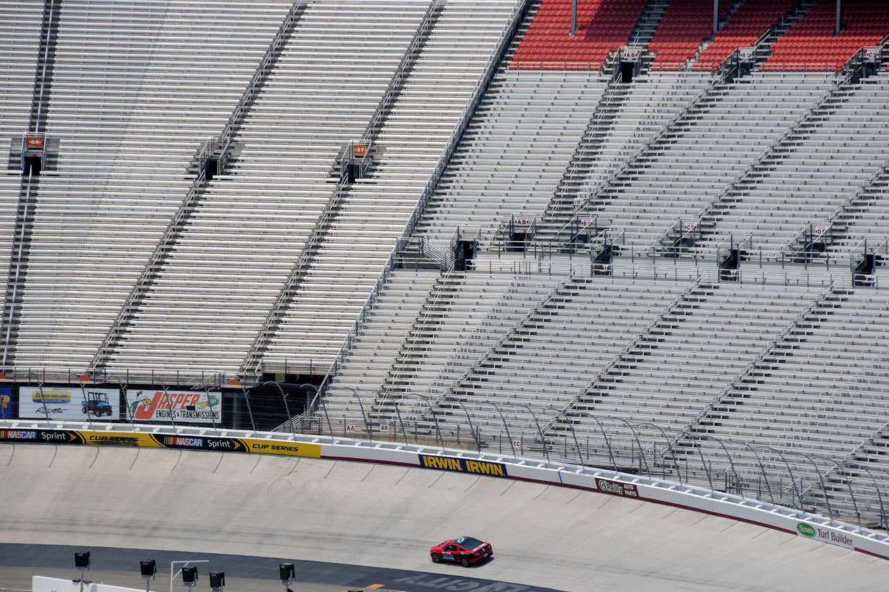 06/23/10 Bristol, Tn. - The 2011 Mustang V6 on track at Bristol Motor Speedway as part of the Mustang 1000 Lap Challenge in which a group of Ford engineers are attempting to drive 1000 laps or 533 miles on a single tank of fuel.  2010, Paul Webb