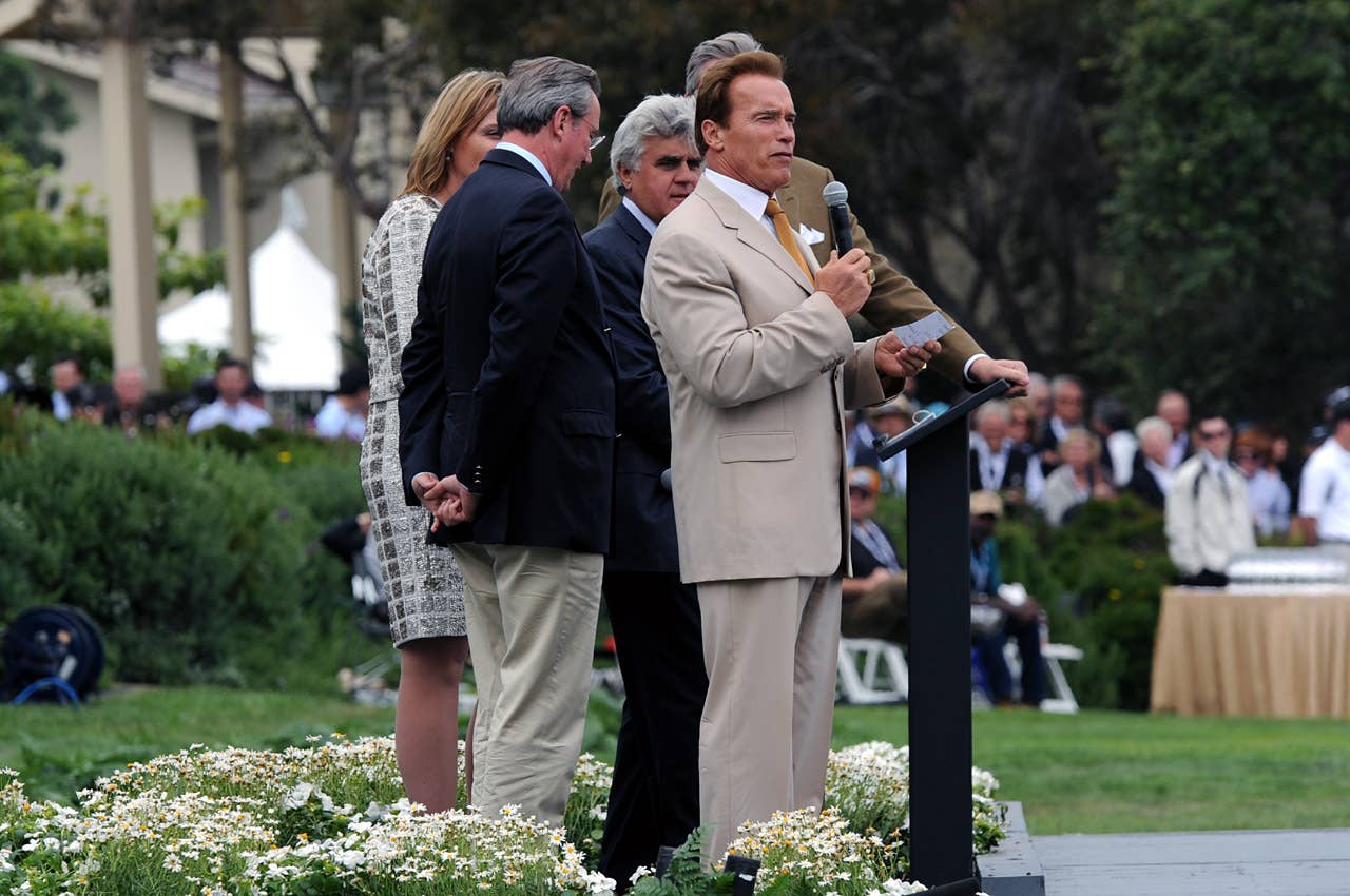Governor Arnold Schwarzenegger and Jay Leno at the 59th Pebble Beach Concours d'Elegance