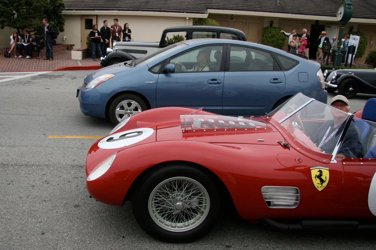 Prius passes Ferrari race car