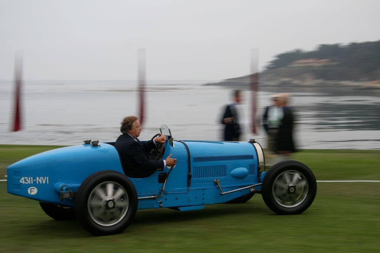 Bugatti GP car being positioned