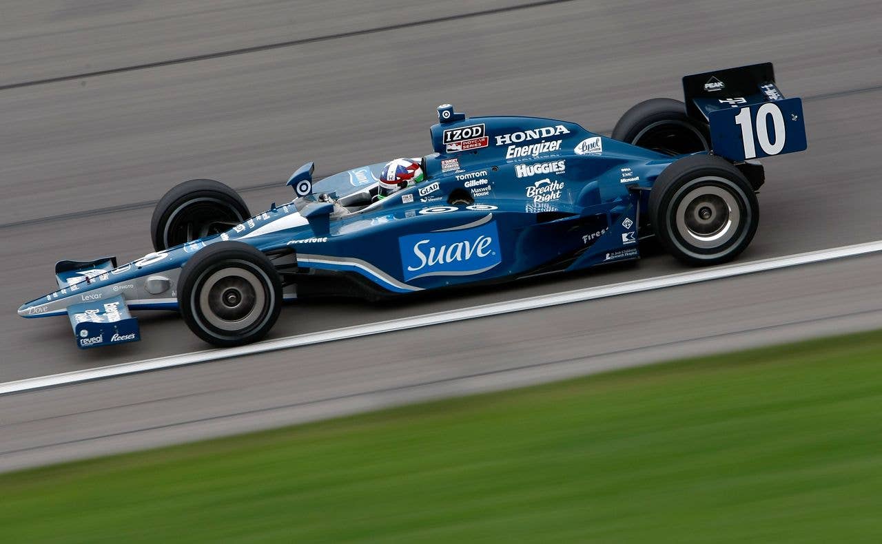 during the  Indy Car Series Road Runner Turbo Indy 300 on May 1, 2010 at Kansas Speedway in Kansas City, Kansas.